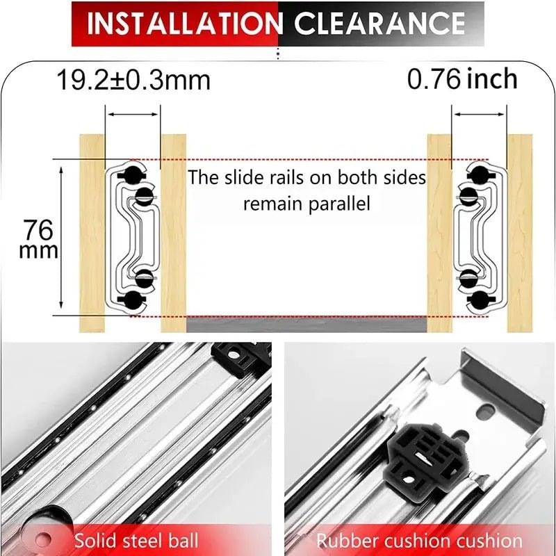 Heavy Duty Fully Extendable Drawer Runners A2576